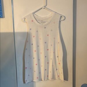 White Tank Top with Pink and Purple Flip Flop Pattern